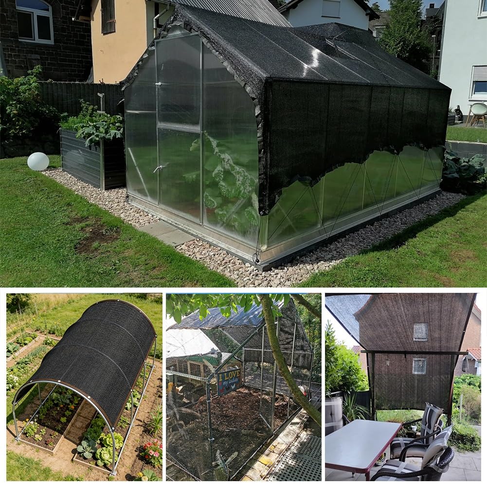 90% Malla Sombreo Negro Malla de ocultación Protección Rayos UV 40% Red de protección Solar PE para Planta Invernadero Exteriores Pérgola Piscina Engrosamiento de cifrad(90% Shade,4x15m)
