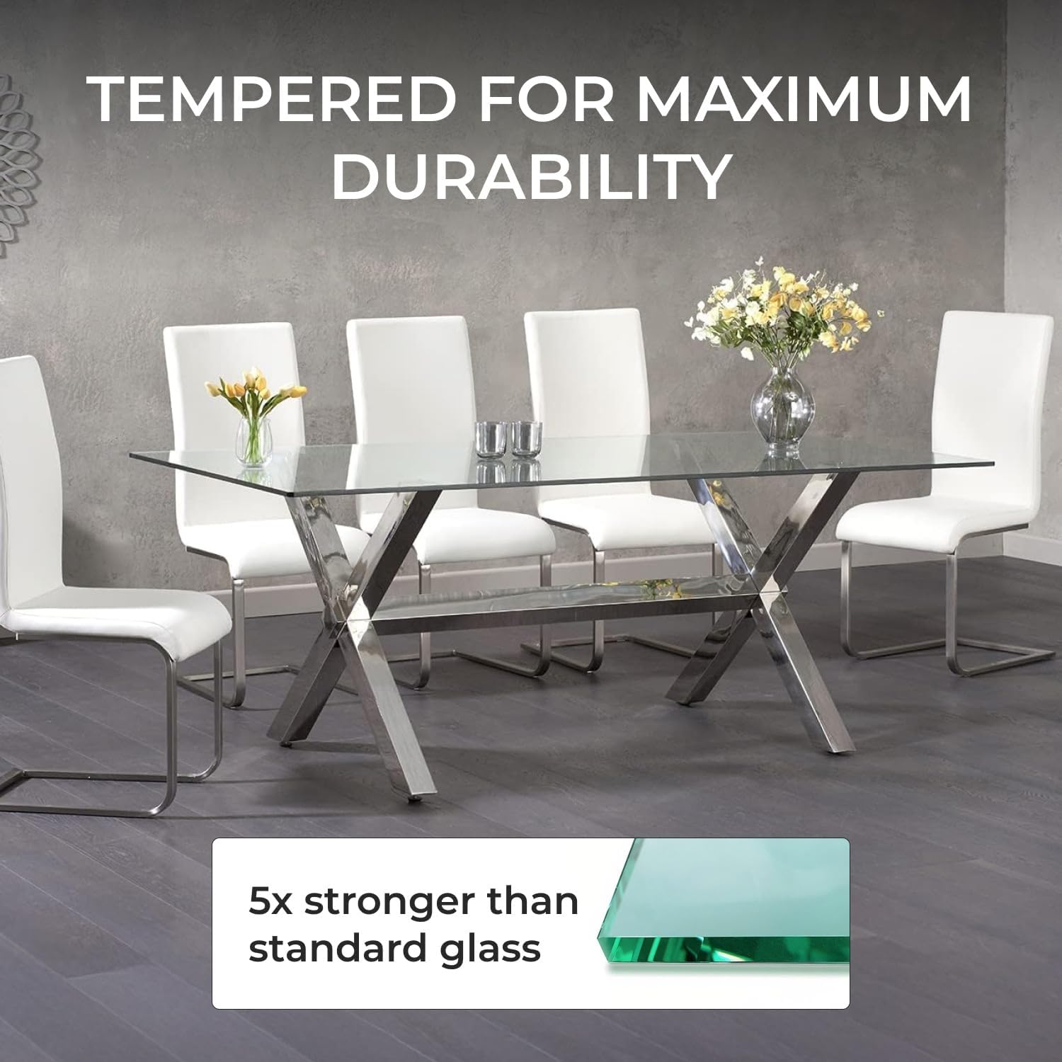 Tempered Glass Table Top Rectangle - 1/2 Inch Thick Heavy Duty for Dining Coffee Tables Desks - Flat Polish Edge Safe Corners Custom Cut - 20" X 40"