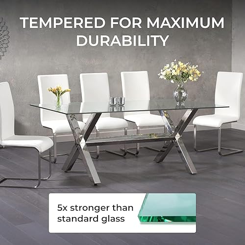 Miniatura 4 de Mesa rectangular de vidrio templado, 12 pulgada de grosor, resistente para mesas de café de comedor, escritorios, bordes pulidos planos, esquinas