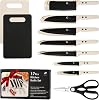 17-Piece Kitchen Knife Set - Black Stainless Steel Knives with 2 Cutting Boards, Safety Sheaths Included, Dishwasher Safe, Ultra-Sharp Blades, Essential Kitchen Tools for New Homes