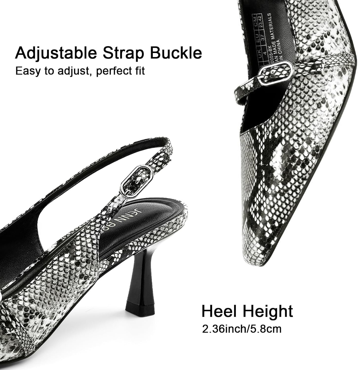 JENN ARDOR Slingback Low Kitten Heels for Women Dress Shoes Pointed Closed Toe Stiletto Sandals Bridal Wedding Party Office Work Pumps - Image 4