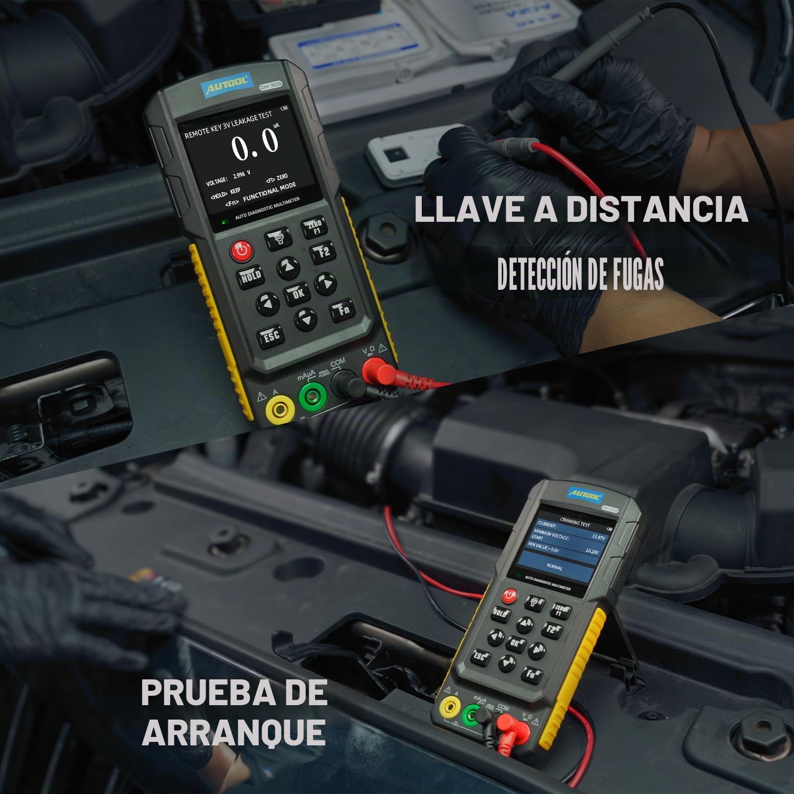 AUTOOL Automotive Multímetro osciloscopio de rango automático TRMS, osciloscopio digital AC/DC y multímetro 1000 V 20 A, dispositivo de diagnóstico automotriz para detección ECU, línea K y señal de