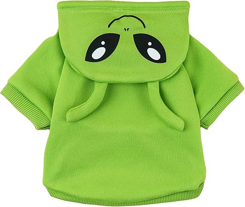 QWINEE Sudadera con capucha para perro de alienígena, abrigo cálido para cachorros, sudadera para Navidad, Halloween, disfraz de perro, ropa de