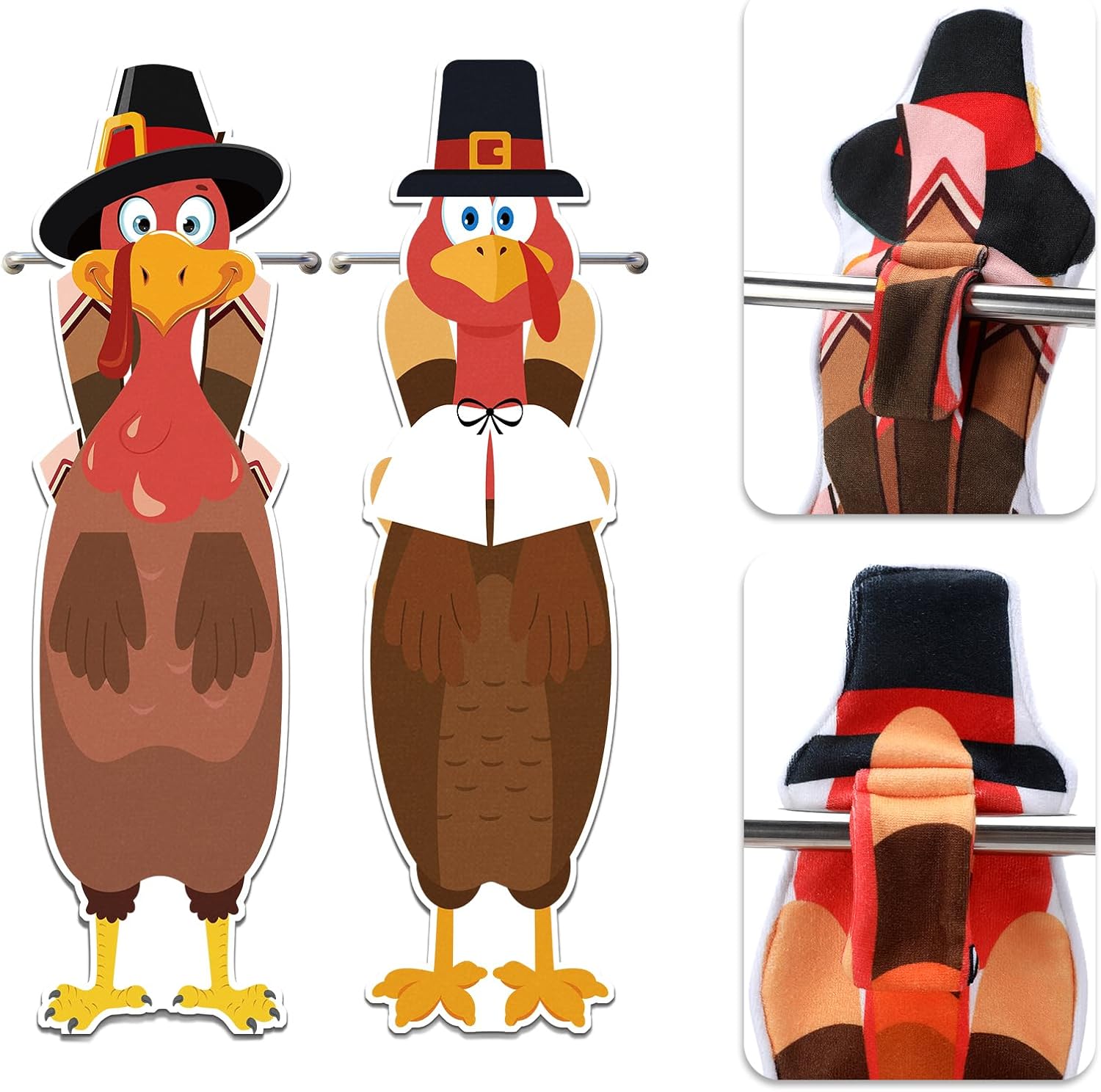 HunnmingRe 2 Pcs Thanksgiving Turkey Hand Towels for Bathroom Kitchen