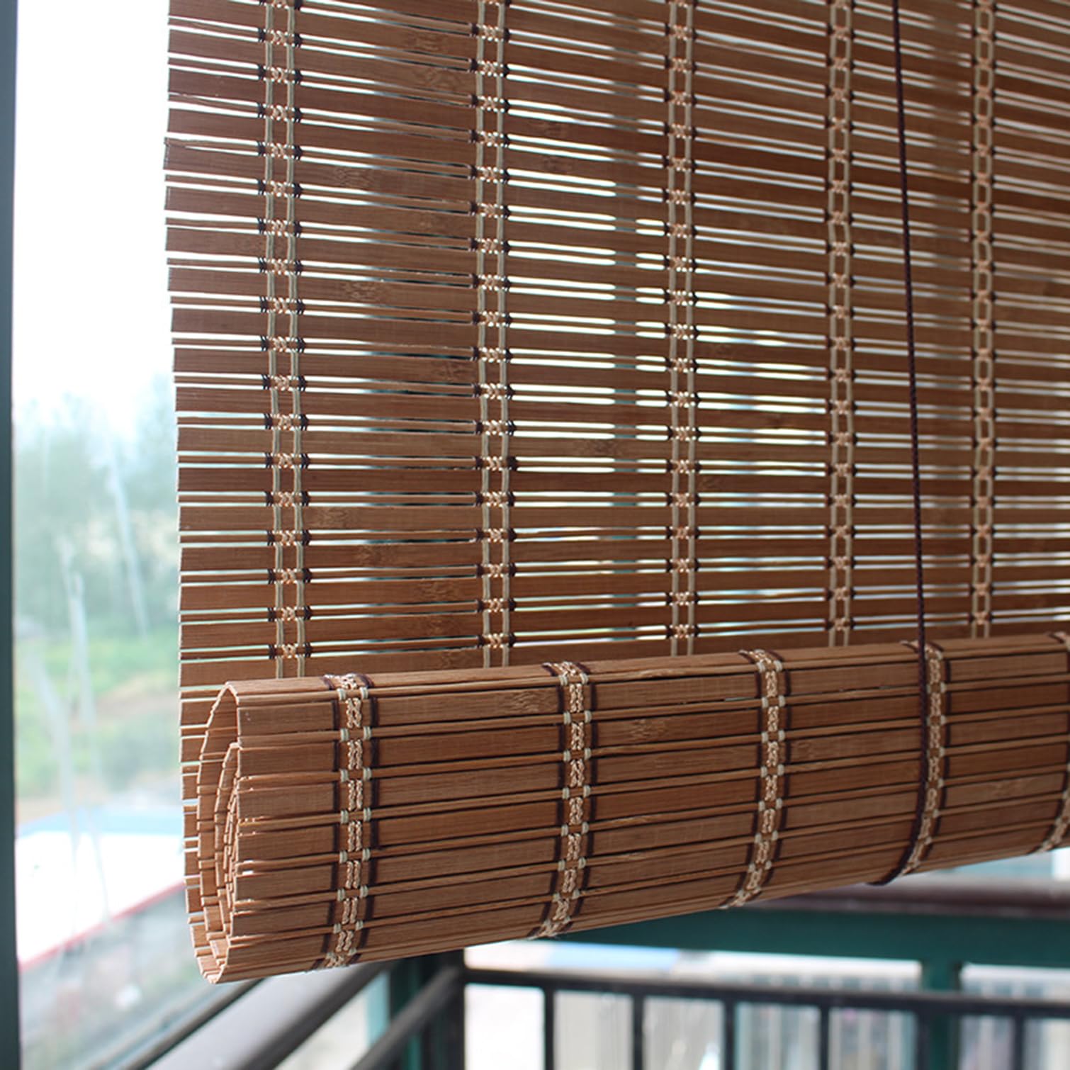 Persianas de Bambú para Ventanas,Cortinas Bambu Exterior Interior 60% Blackout Persianas de Madera Estor Enrollable de Bambú,para Balcón,Personalizada,Ancho x Alto (200cm x 250cm)