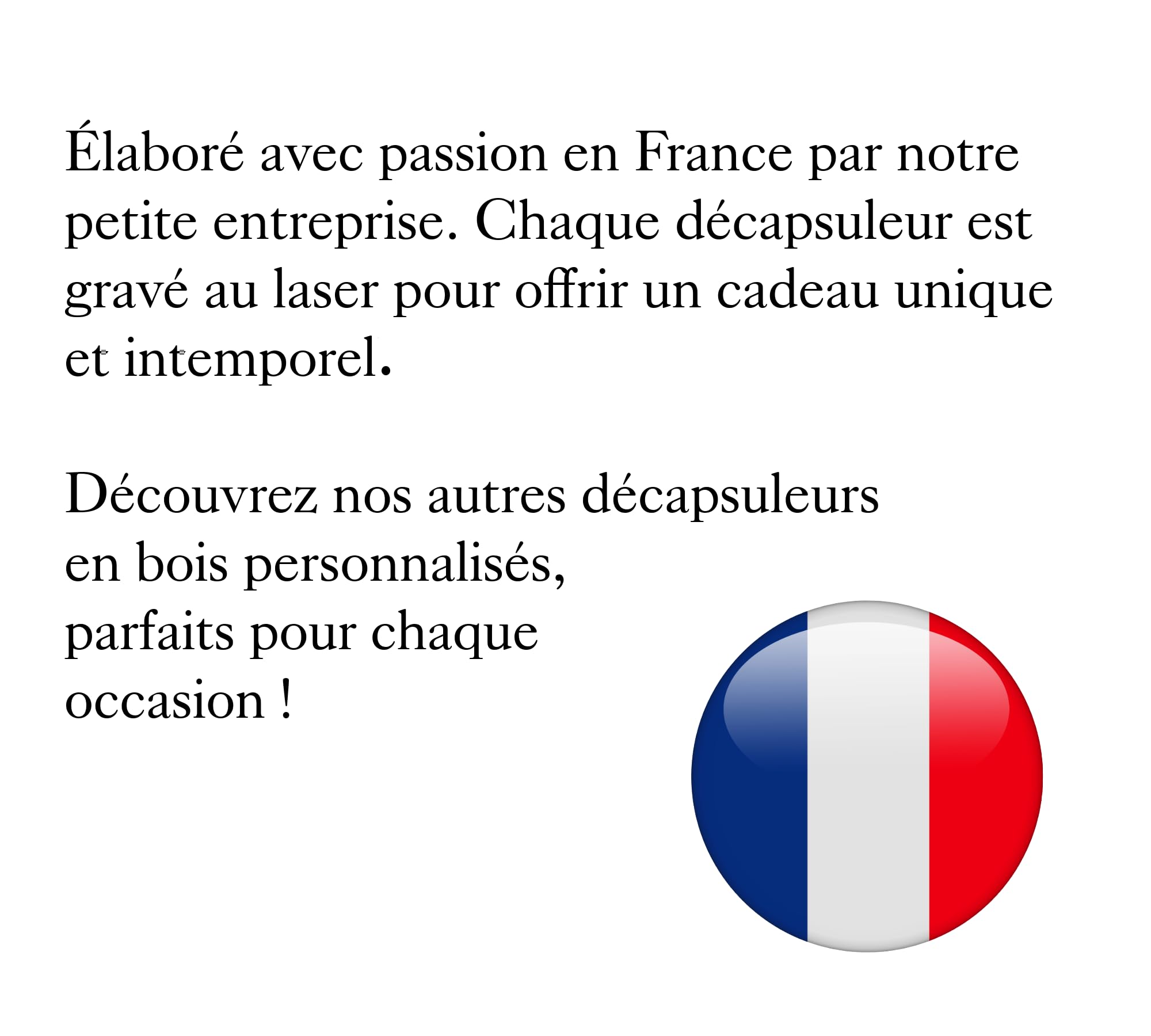 Décapsuleur Bois Gravé "Je T'Aime P'tit Con" Humour - Cadeau Original Frère Fils Petit Copain