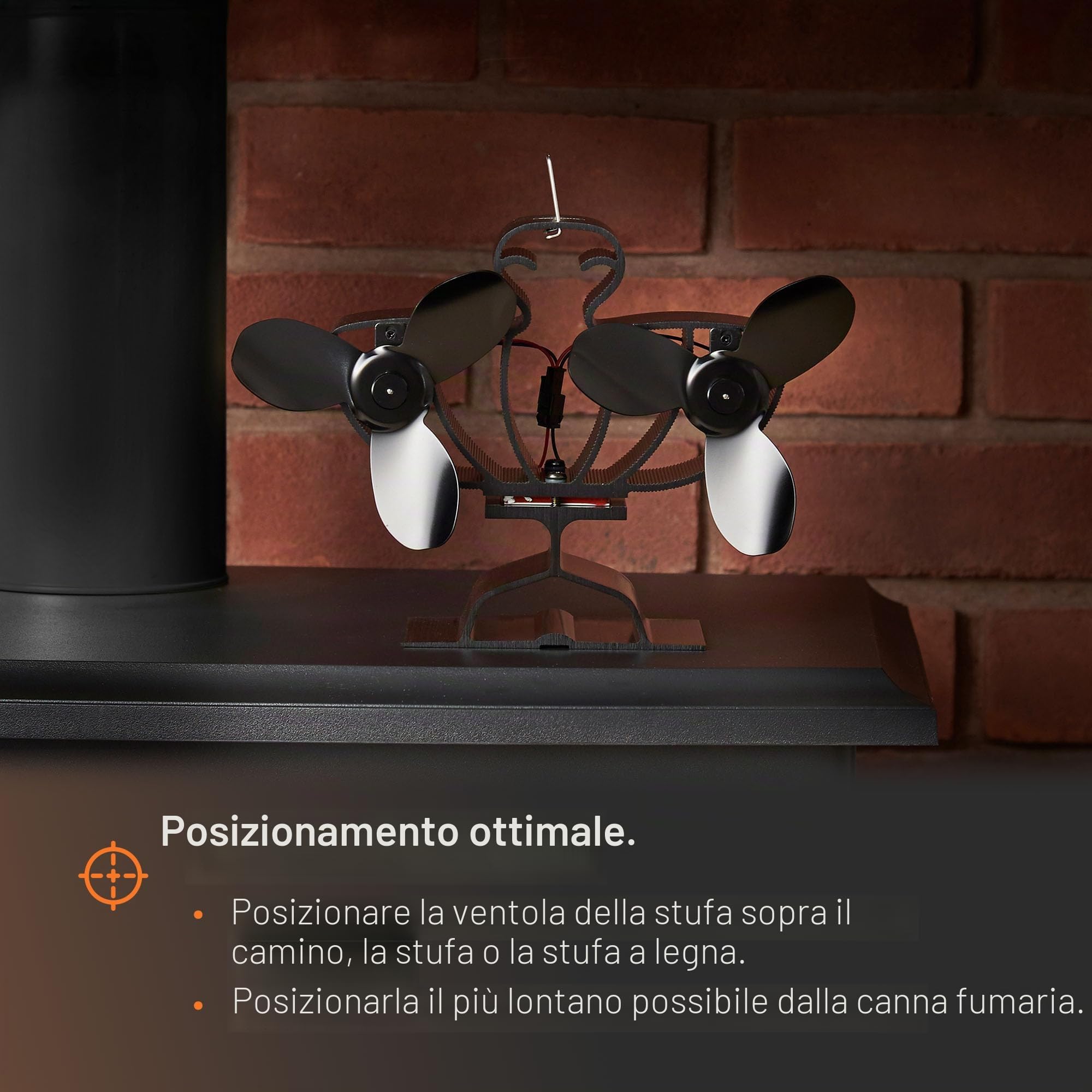 VonHaus Ventilatore per stufa – Ventilatore doppio per camino alimentato dal calore per stufe a legna/tronchi, caminetti e stufe – Funzionamento silenzioso, ventilatore per stufa ecologico senza