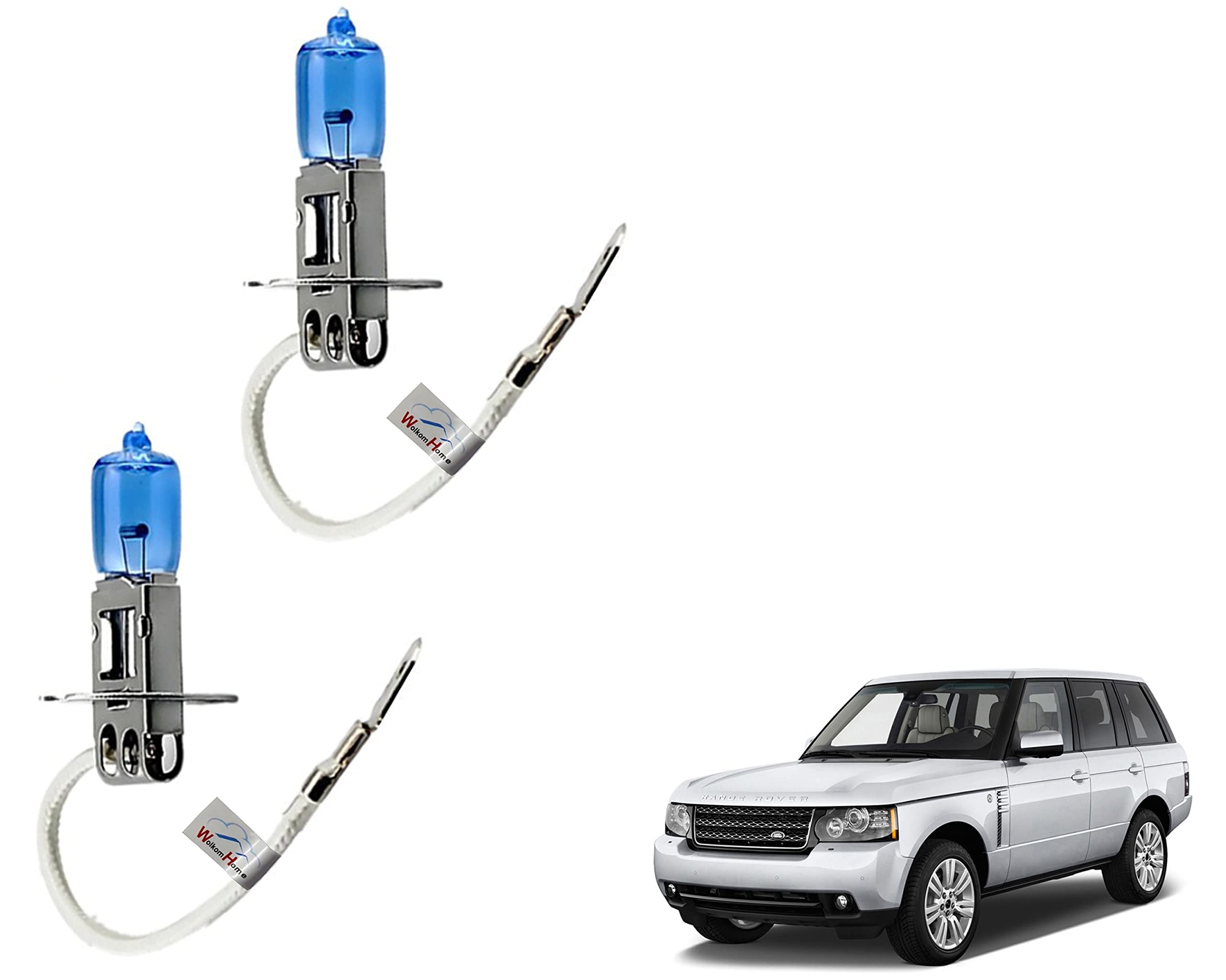 WolkomHome Car H3 halogen headlight Fog lamp bulb 12V - 100W 5000K Cool Blue Ultimate White for Land Range Rover Evoque