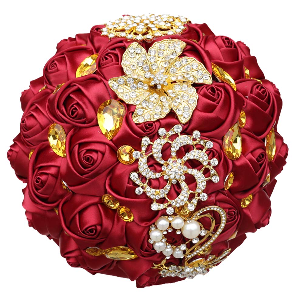 h Iブーケ Amazon.com: WIFELAI-A Dark Red Wedding Flowers Bridal Bouquets