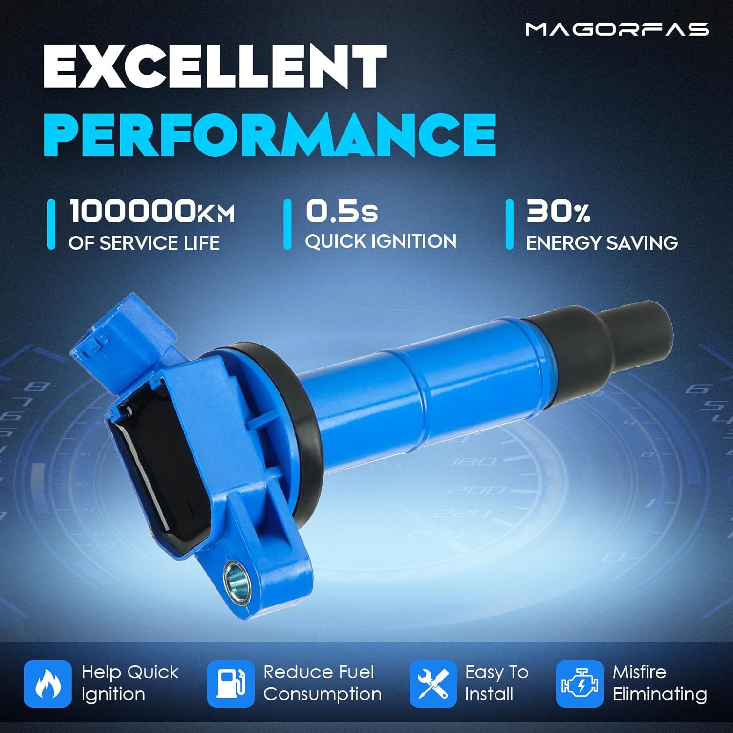 UF333 Ignition Coil Pack 2.4L L4 for Toyota Camry 2002-2005; 2006-2011 (Only for Japan-Version); Highlander 2001-2007; RAV4 2001-2008; Solara 02-06; for Scion tC 2005-2010; C1330 90080-19023