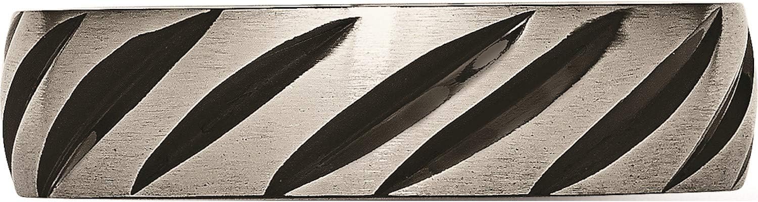 Chisel Titanium 6mm Black IP-Plated Swirl Brushed & Polished Band (Width=6)