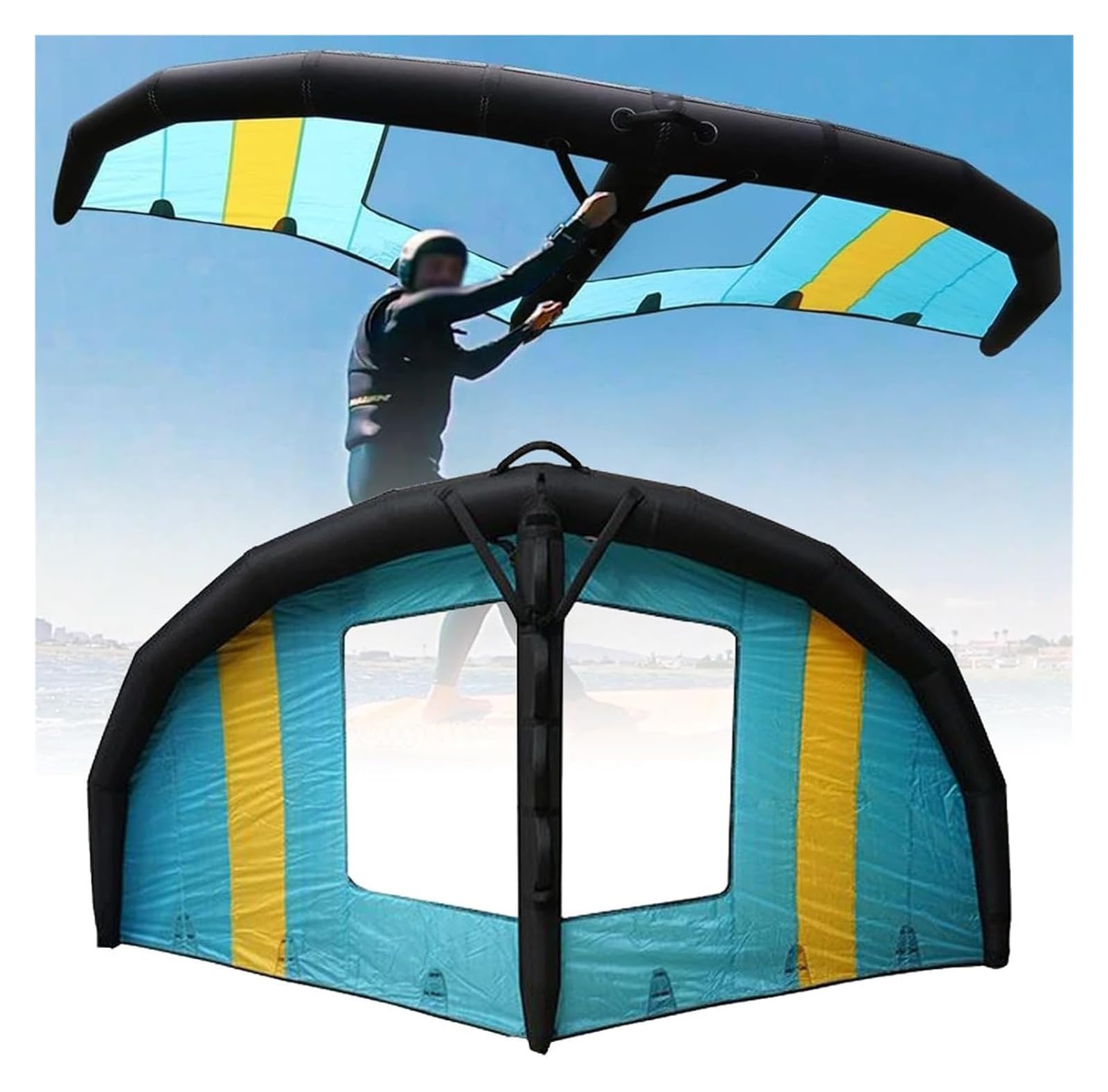 Nadmuchiwany latawiec foliowy do kitesurfingu, ręczny skrzydło wodne dla początkujących, trwały sprzęt do windsurfingu dla dorosłych, lekkie, nadmuchiwane skrzydło surfingowe