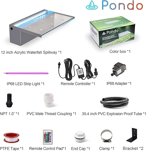 Miniatura 2 de Juego de fuente acrílica de 36 pulgadas con control de aplicación en cascada con luces LED RGB, juego de fuente de estanque de acrílico para