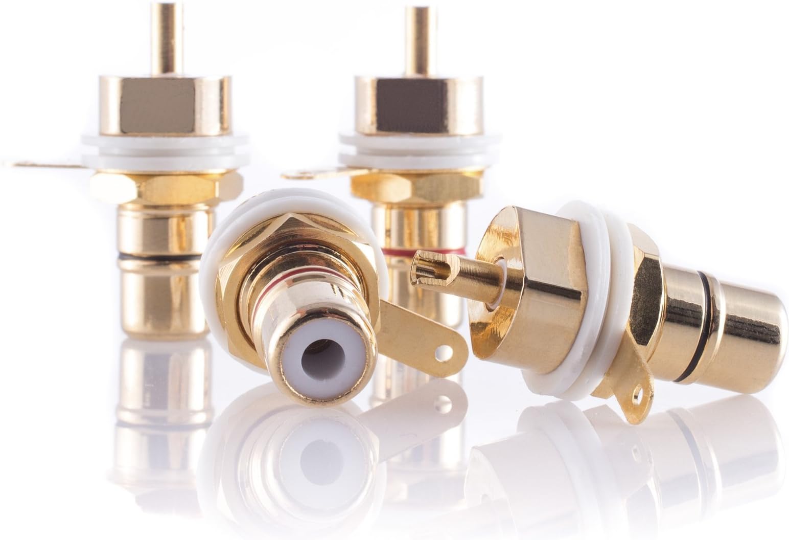 4x Hifi Lab RCA Phono Sockets Plug Connector Jack Cinch Chassis Panel RCA Female Mounting 24 k Gold Plated inlets Terminal Audio High-End 4 pcs