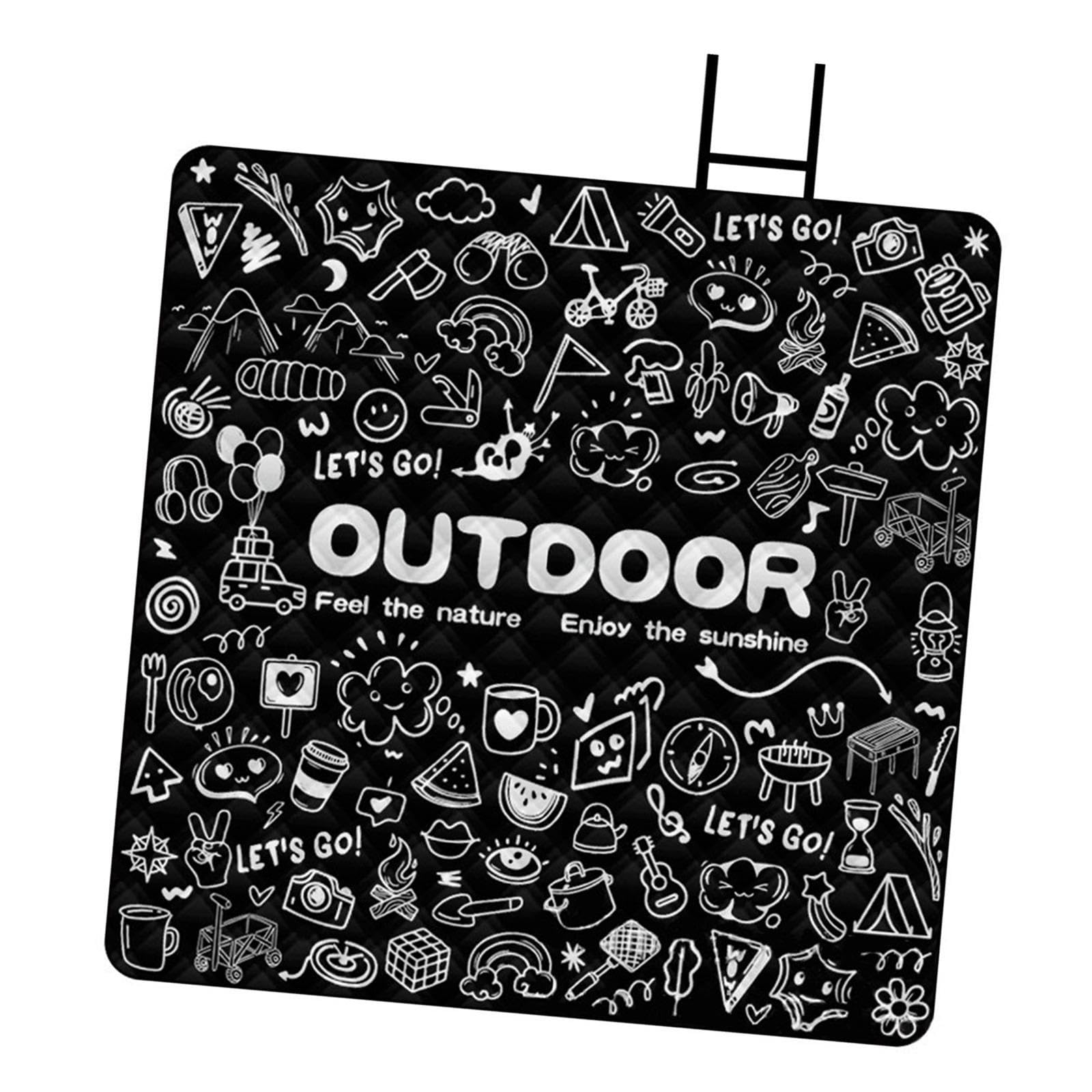 Tapis de camping portable noir avec base d'aluminium pour vos randonnées