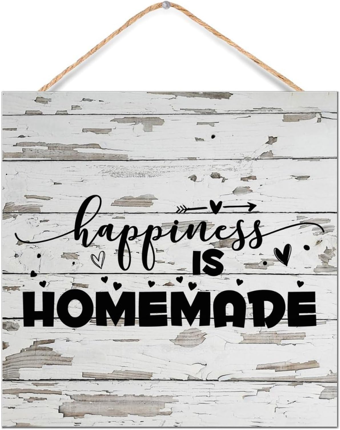 Happiness Is Homemade Wooden Sign Wood Wall Sign 12x12in Wall Art Decoration Rustic Wood Pallet Wall Plaque Sign for Bathroom Porch