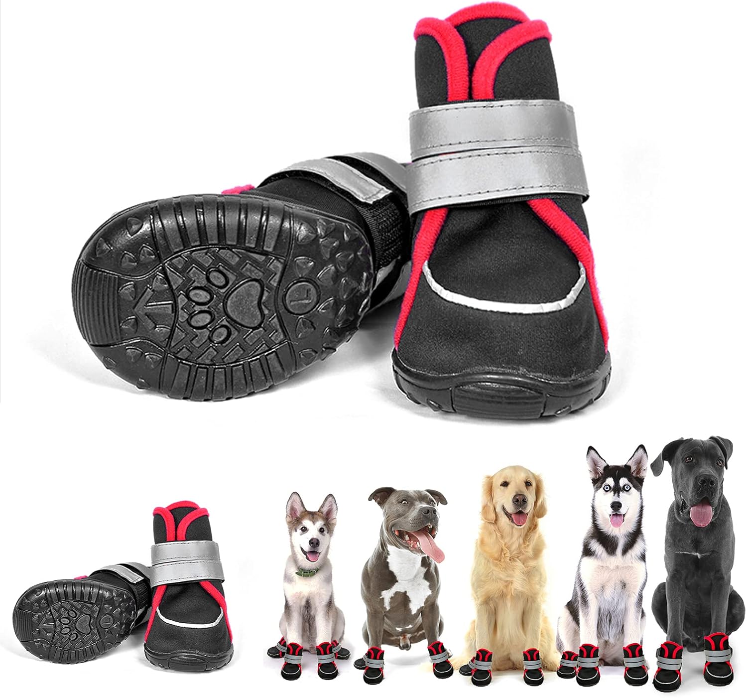 aveolela Dog Boots NonSlip Dog Shoes Medium Size Dogs, Waterproof Dog Shoes with