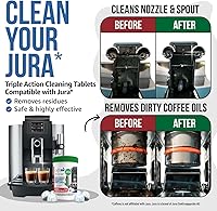 Vista 2 de Caffenu Tabletas de limpieza compatibles con Jura. Limpieza de 30 tabletas. Tabletas de limpieza de café. Limpia partes internas, portafiltro, áreas