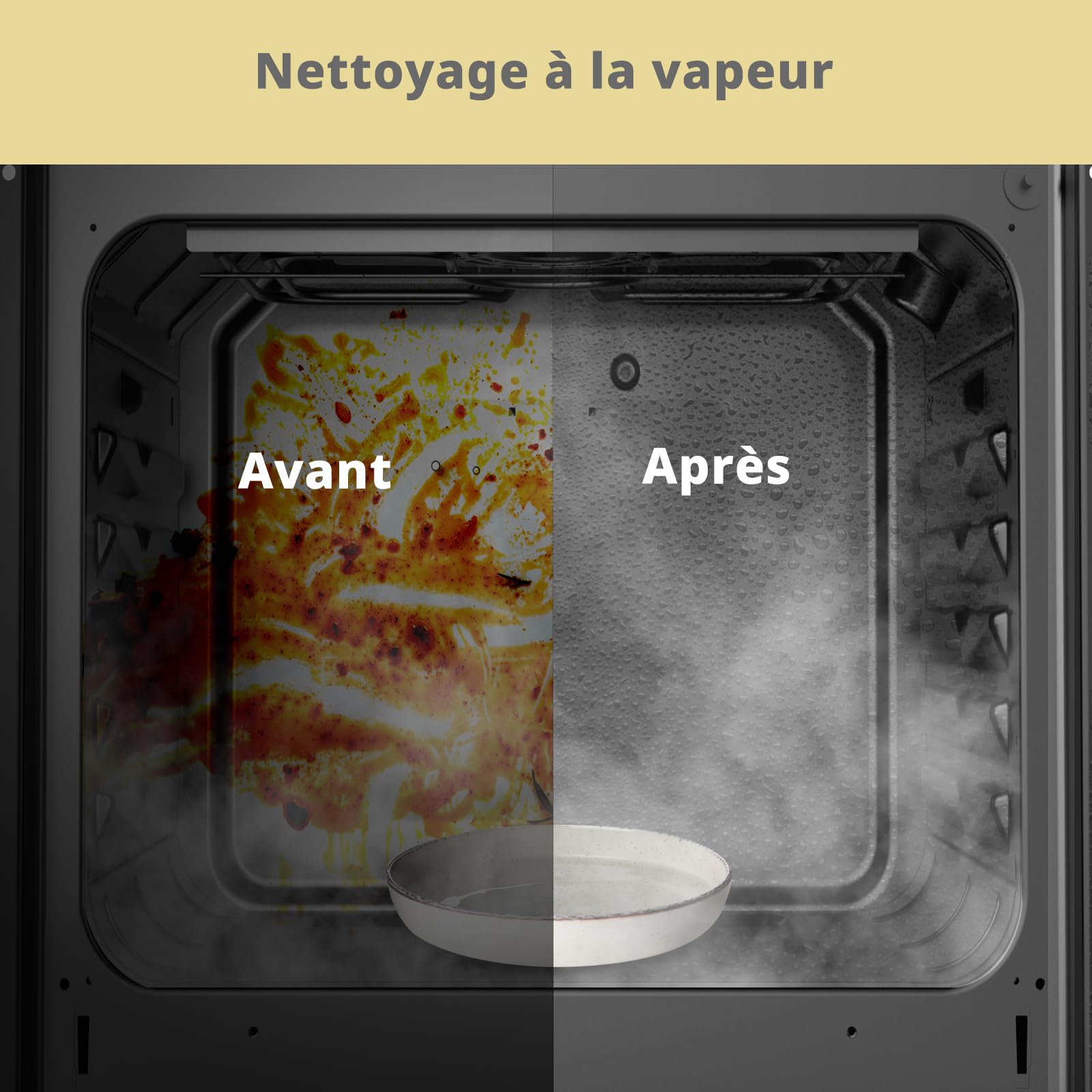 Comfee' CBO60M80M1-BK Four encastrable 60 cm 60 litres 8 fonctions frire à air cuisson plusieurs phases porte amovible nettoyage vapeur Noir