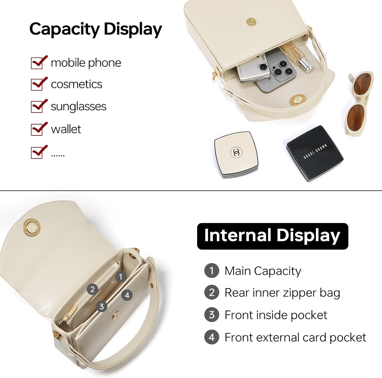 LA FESTIN Genuine Leather Small Square Handbag for Women Top Handle Crossbody Bags Satchel Purse with Adjustable Strap - Image 5