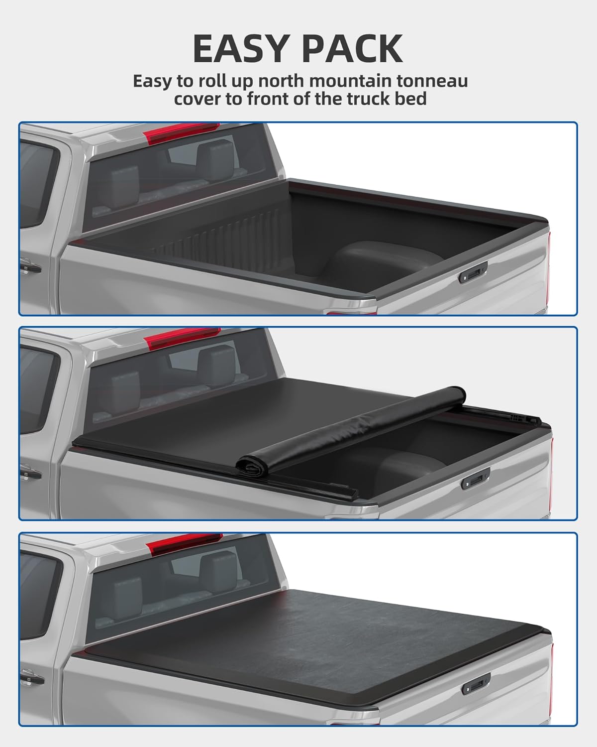 5.5 Ft (66 in) Soft Roll-up Truck Bed Tonneau Cover Compatible with 2004-2023 Ford F-150, Truck Bed Cover for Ford F-150