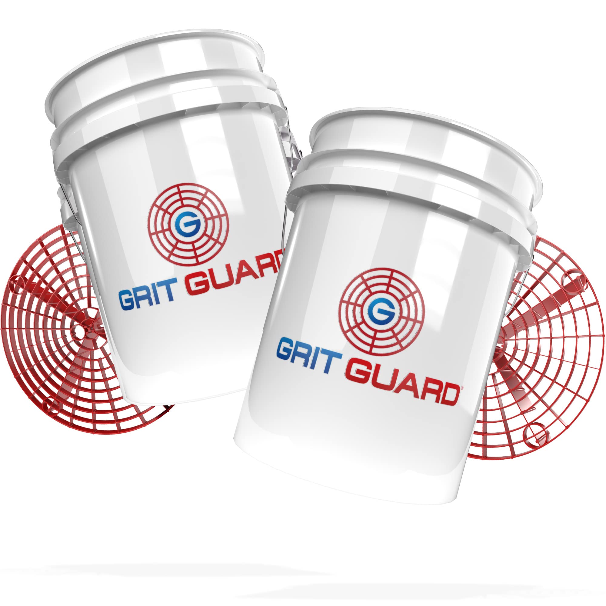 detailmate GRITGUARD Seau lavage professionnel parfait pour la méthode lavage à 2 seaux, 2 US 5 GAL d'environ 20 l + 2 inserts Grit Guard | Idéal pour le lavage à la main sur voiture, moto, caravane