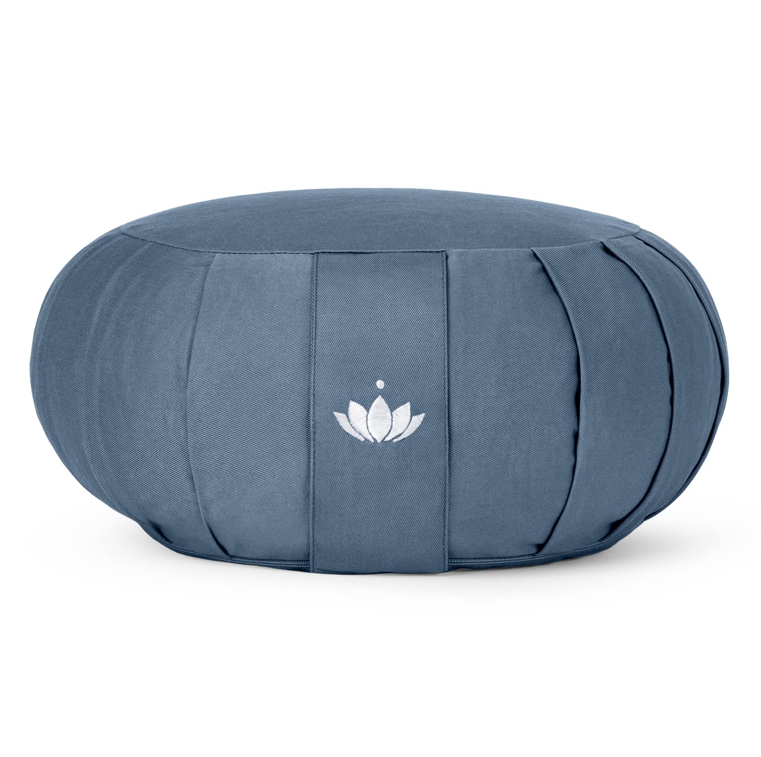 LOTUSCRAFTS Zafu cuscino da meditazione, altezza seduta 20 cm, modello Zen rotondo, cuscino da yoga, fodera in cotone lavabile, imbottitura in farro, certificato GOTS