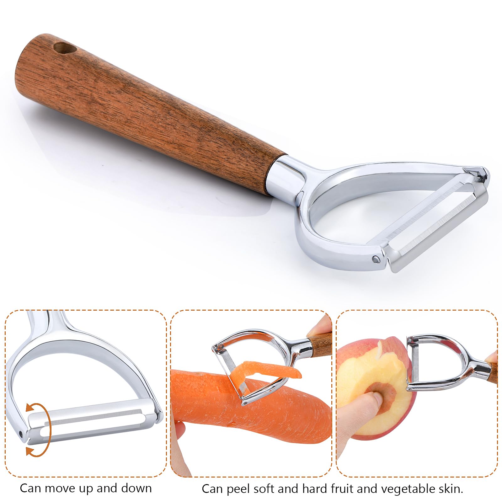 Paquete de 2 peladores para zurdos, herramientas de cocina zurdas para verduras, frutas, papas, zanahorias, manzanas, peladores de mano izquierda y derecha 3
