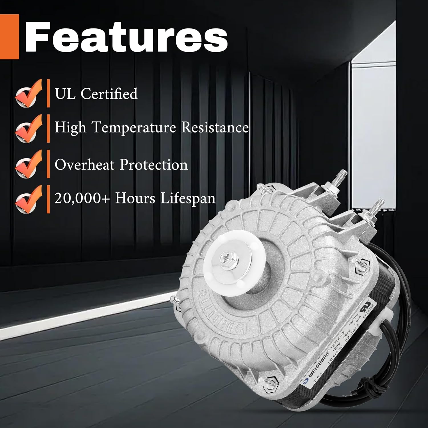 YZF18-25 Fan AC Motor 120V 60HZ 18W 1.01A 1550 r/min, 4 Shaded Pole Motor Replace W0301905 YZF6-13 YZF10-20 for Small Ventilation Equipment, Refrigeration Equipment Radiator Evaporator