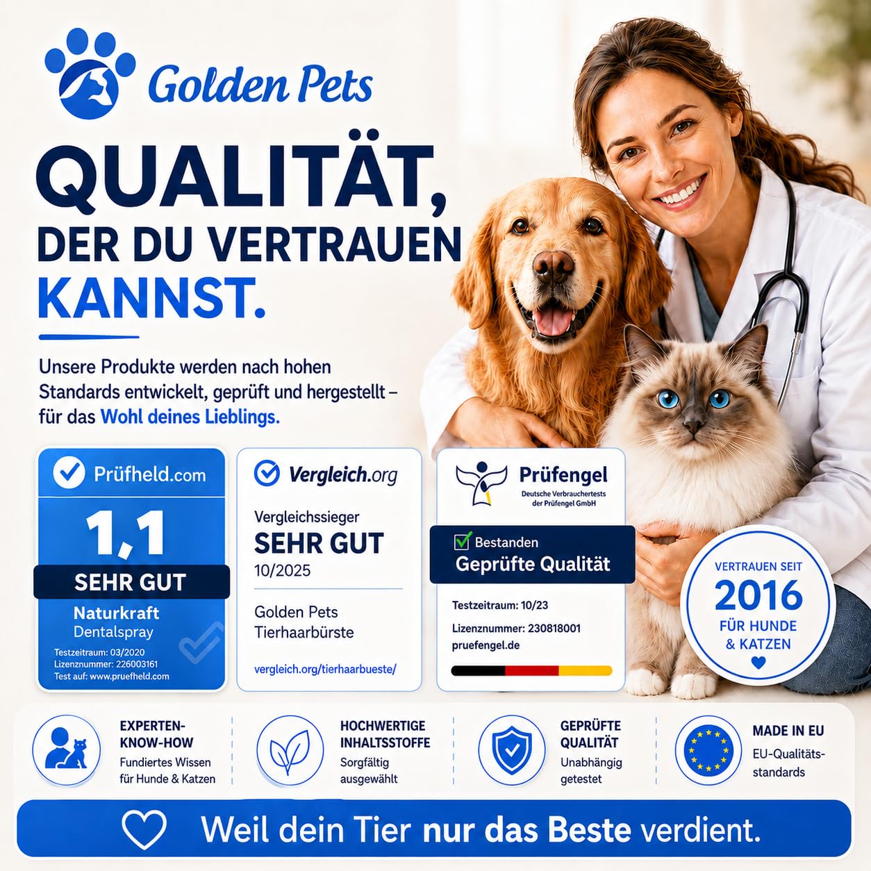 Dentalspray für Hunde & Katzen 100% natürlich 200 ml - Zahnpflege Dental Spray gegen Mundgeruch und zur Vorbeugung von Zahnstein- Zahnreinigung & Zahnsteinentfernung Golden Pets