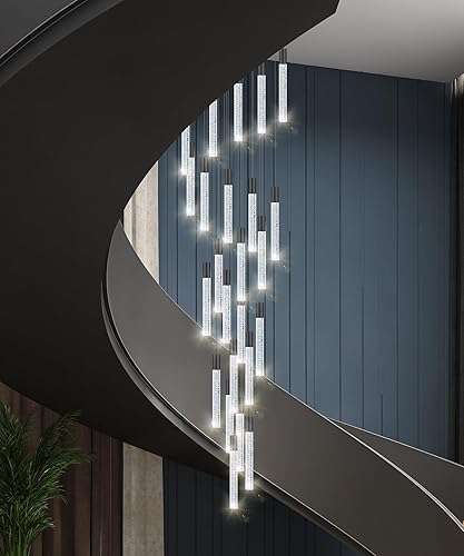 Miniatura 6 de Candelabros modernos con 46 luces LED para sala de estar, techo alto de 20 pies, para entrada, comedor, lámparas colgantes de techo, lámpara de