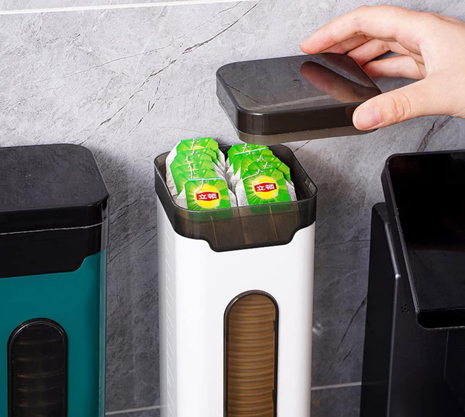 Dispensador de vasos de papel, estante autoadhesivo de pared para vasos desechables, ideal para almacenamiento en el hogar y el baño