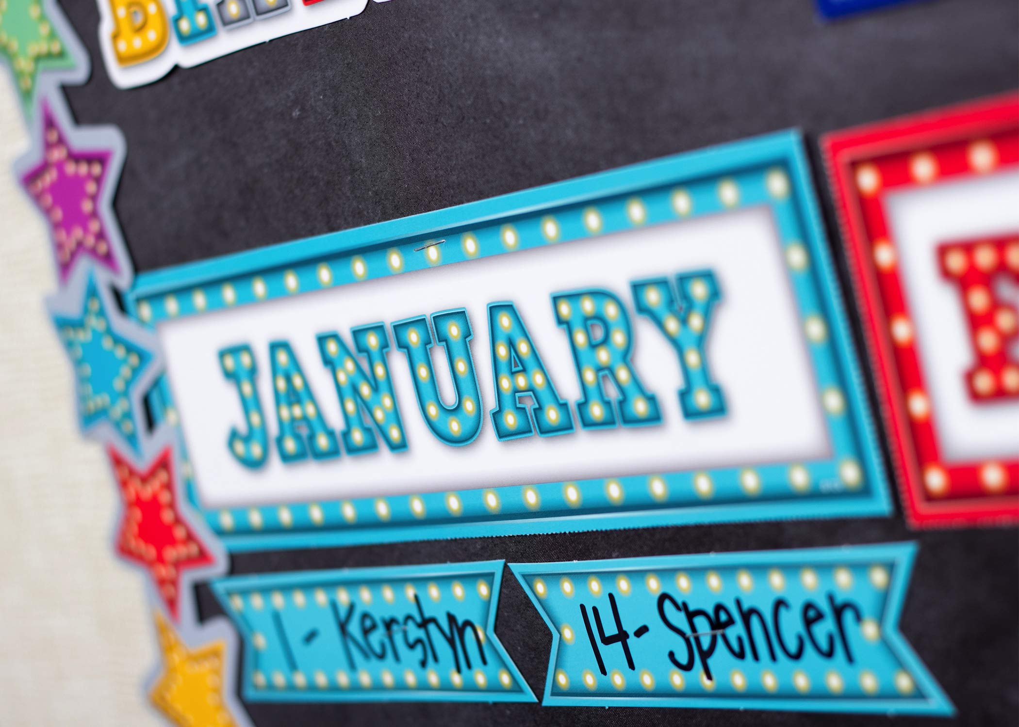 Marquee Our Class Birthdays Mini Bulletin Board