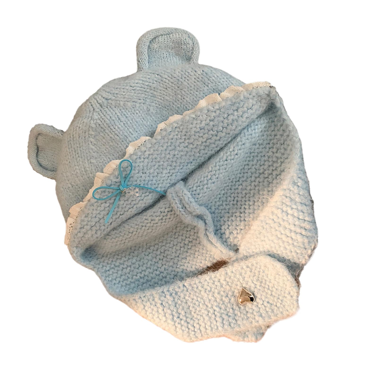 Oversized Bear Hat With Ear Solid Color Skiing Furry Hat Cartoon Photo Props Outdoor Head Wrap Hat For Halloween, Blue