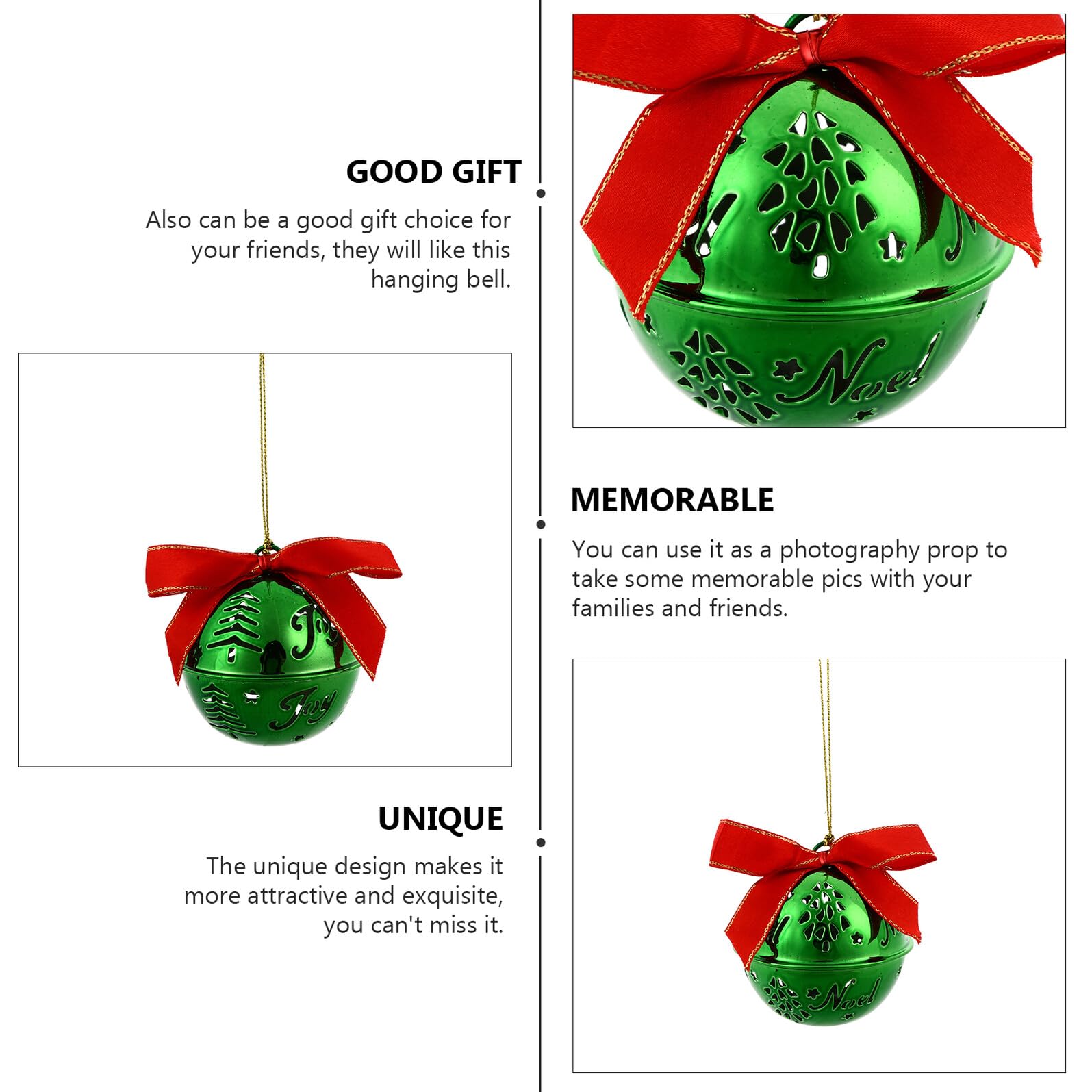 Baluue Decorazioni da Appendere Albero di Natale 12 Pezzi Campanelle Natalizie in Ferro Verde Ornamenti Sospesi per Casa Ufficio Hotel Atmosfera Festiva