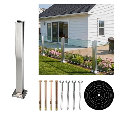 Glass Railing Middle Post 23.58",T304 Stainless Steel Glass Balustrade Post