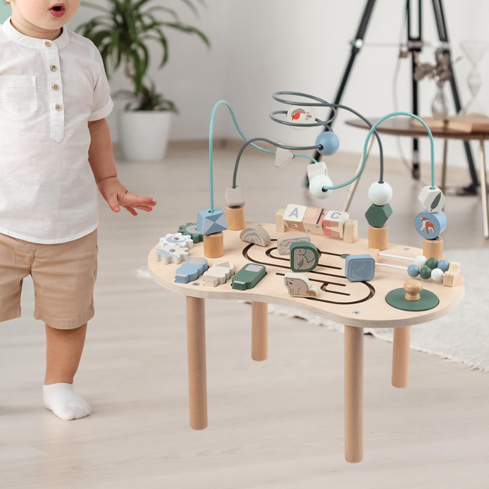 Bead Maze Motorikspielzeug Holzlabyrinth Kugelspiel Abnehmbar Lernspielzeug mit Abgerundeten Kanten für Vorschule Kinderzimmer Frühe Entwicklung