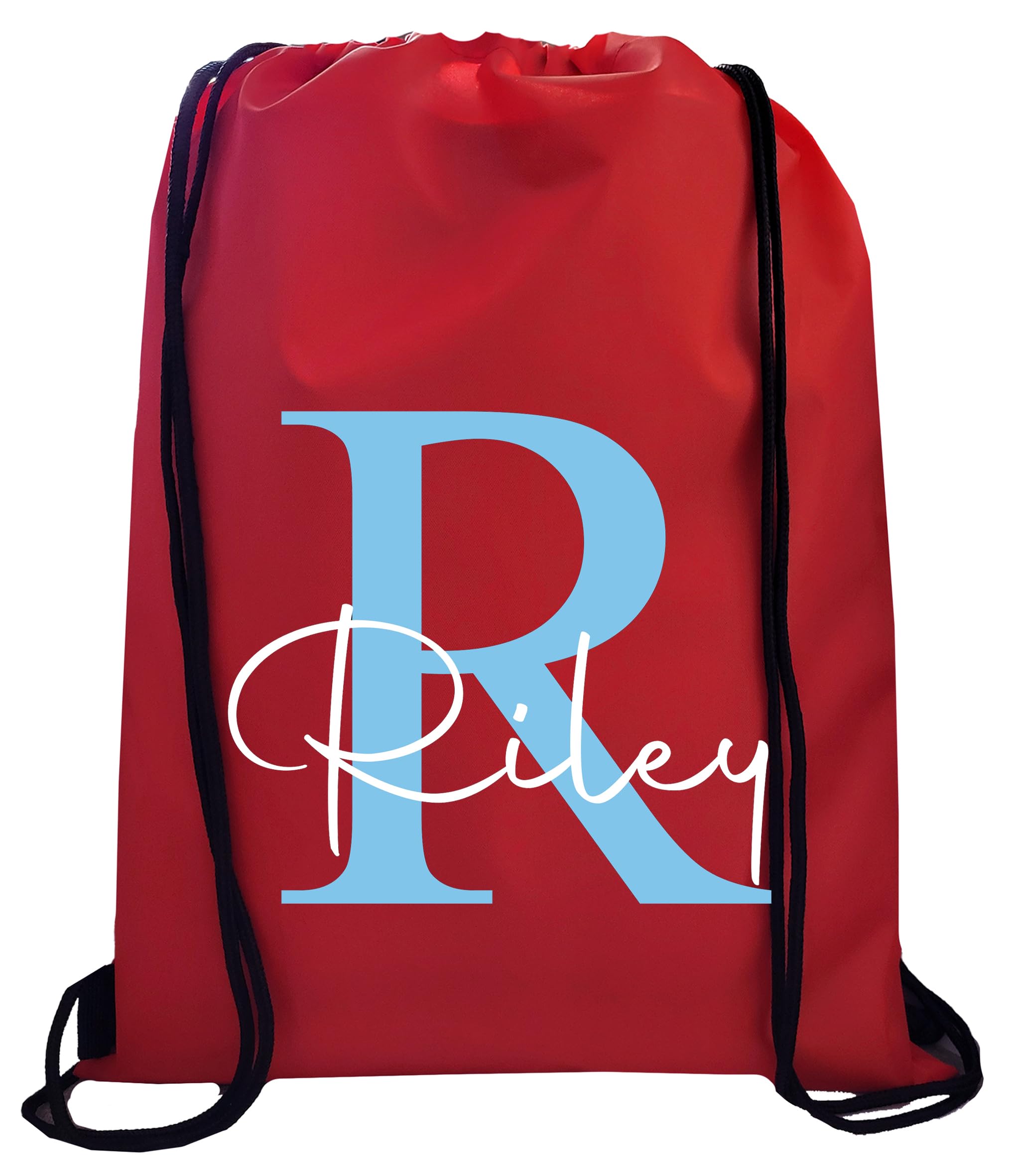 JJLC Personalised PE School Bag Drawstring Sports Bag Initial & Name (Red)