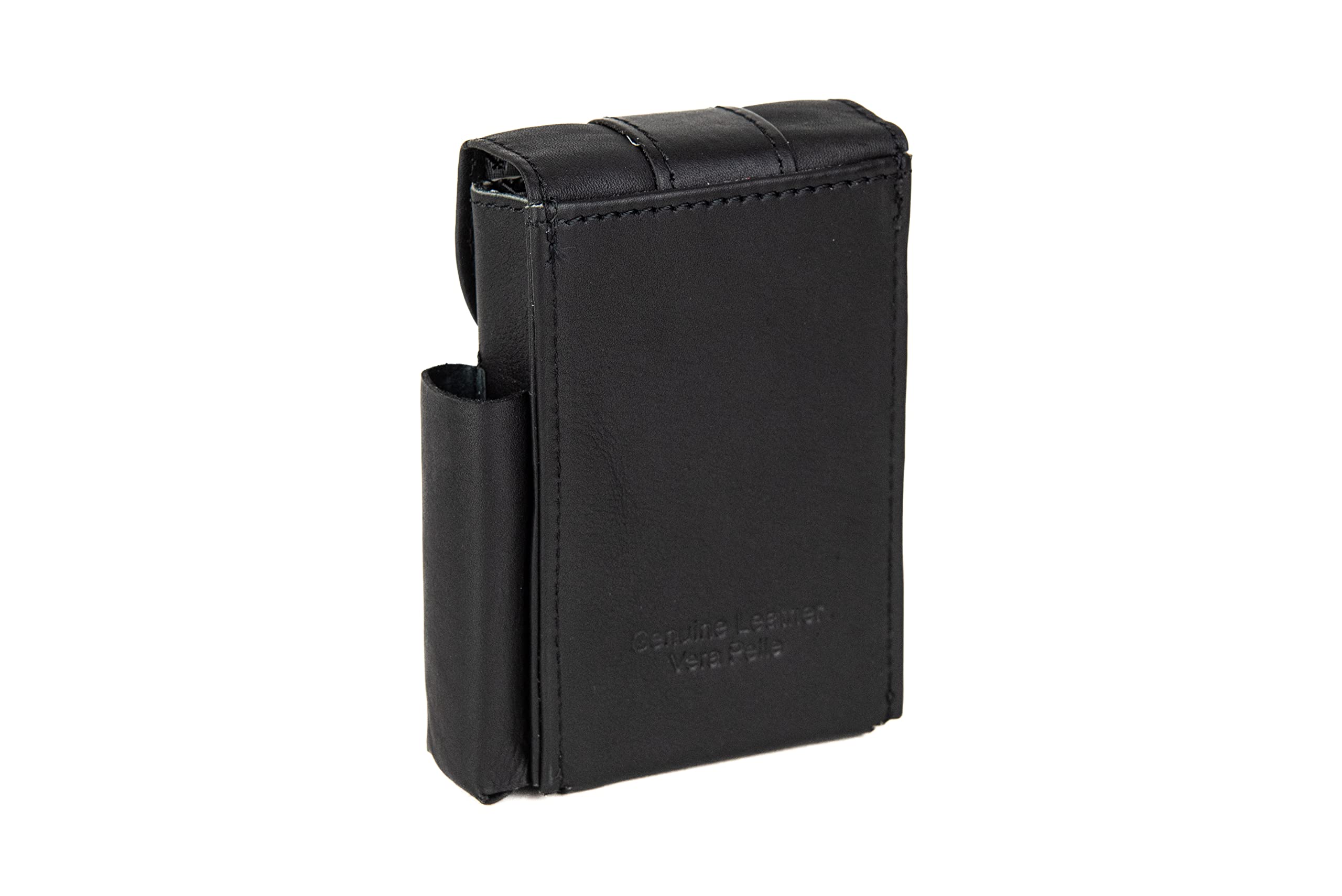 PORTASIGARETTE IN PELLE CON PORTA ACCENDINO LUIGI BENETTON Scatola Regalo Art.3076 COL. NERO