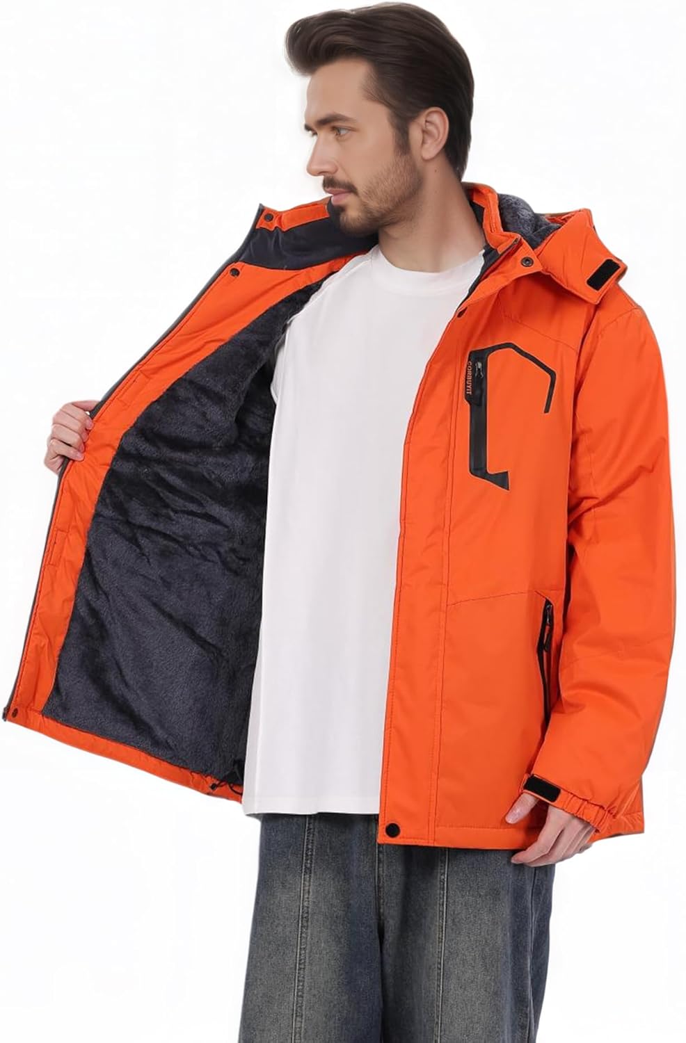 Men's Waterproof Ski Winter Jacket with Detachable Hood, (S-4XL), Warm Windproof Snow Coat for Skiing & Snowboarding - Image 3