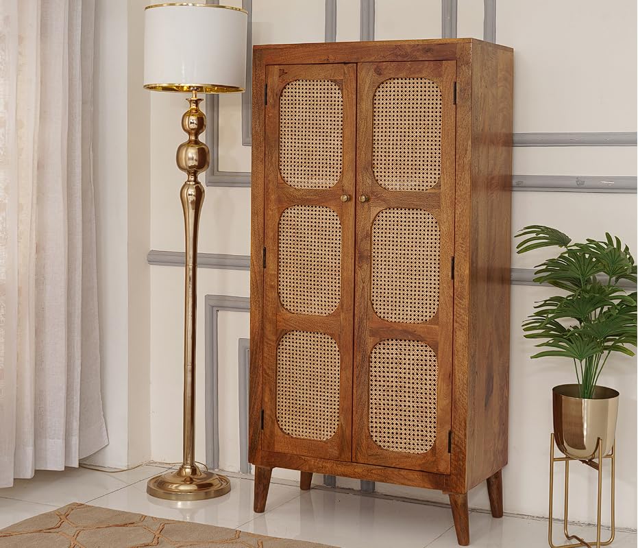 Image of Mango Wood 2 Door Wordrobe for Home, Bedroom, Hotels, Guest House (30x16x60 inch)