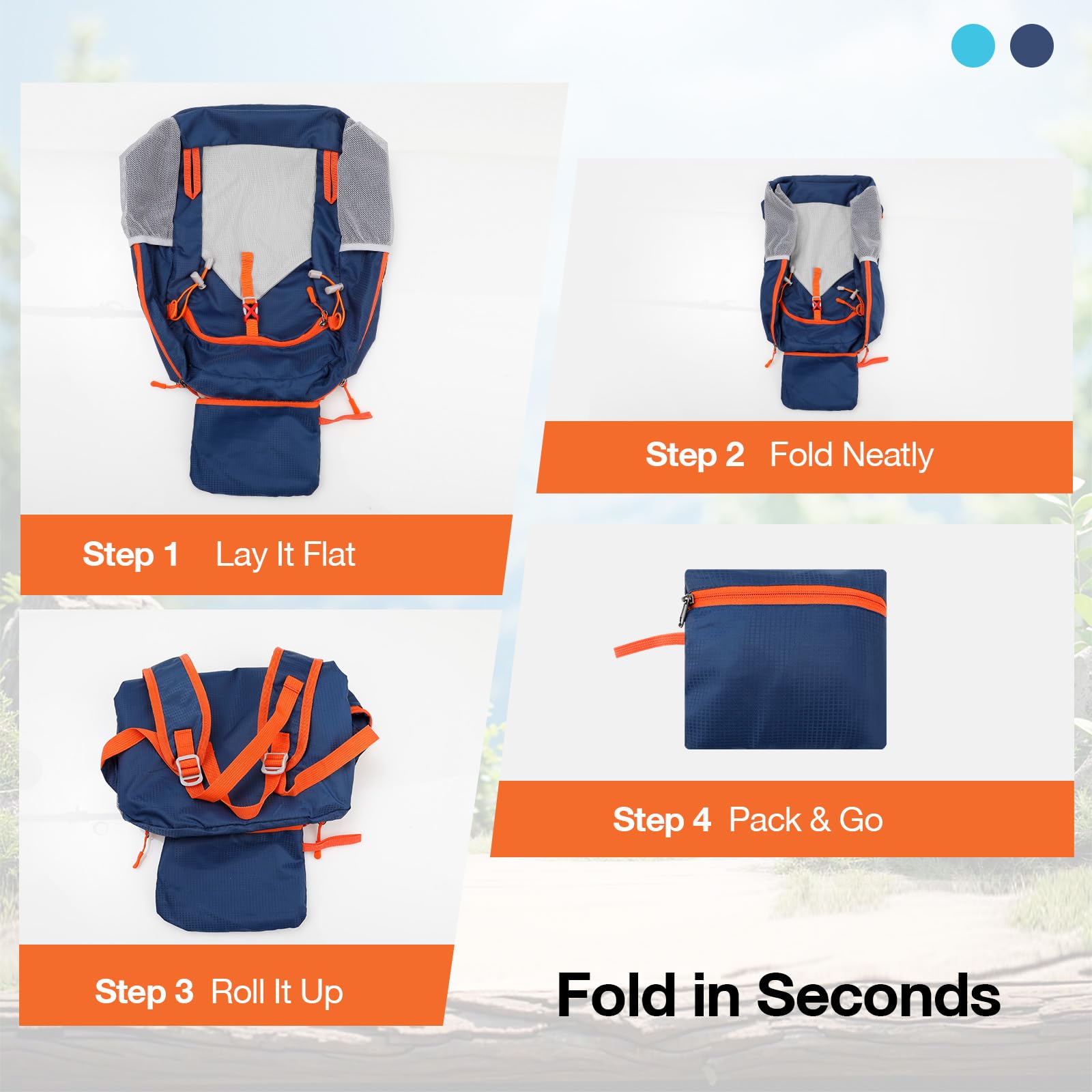 Cozary Zaino Pieghevole Ultraleggero 28L, Zaino da Trekking Uomo Donna, Leggero e Impermeabile, ideale per Viaggio, Trekking, MTB, Camping e Uso Quotidiano - Blu scuro