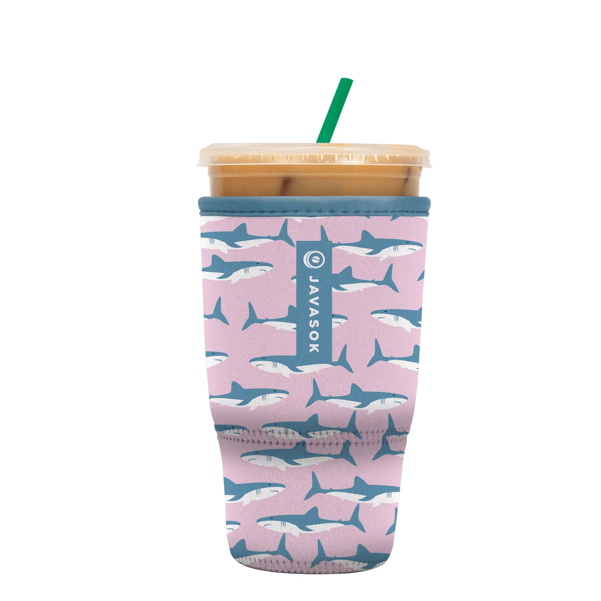 Sok It JavaSok Iced Coffee &amp; Cold Soda Insulated Neoprene Cup Sleeve (Fin-tastic, Large: 30-32oz)
