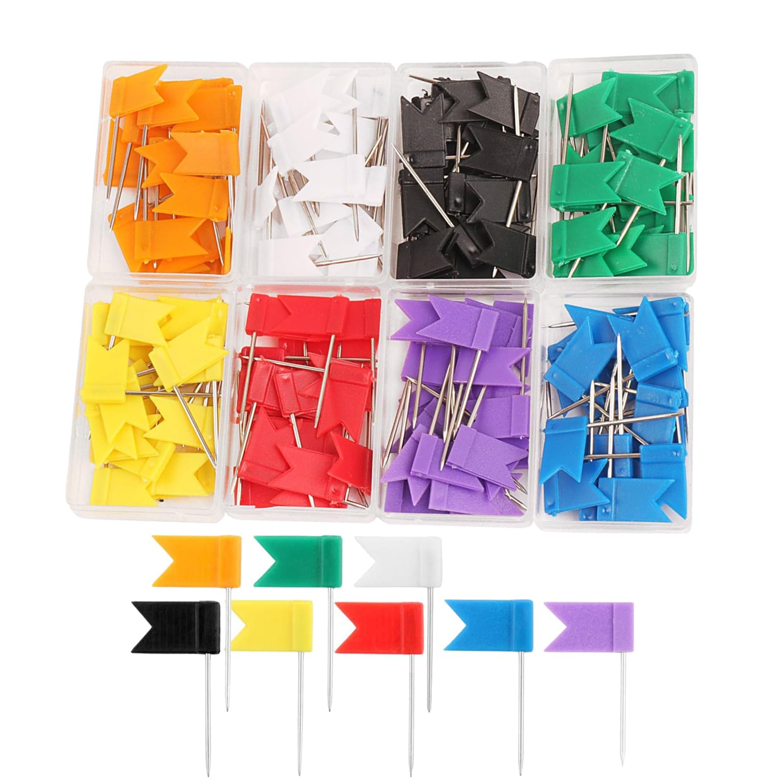 YCSHIPO 160 Pcs Multi-Colored Flag Map Pins, Push Pin Tacks for Pin Boards with Steel Points, Perfect for Home, Office, School Use