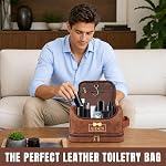 Personalized Toiletry Bag for Men, Engraved Name & Text, Leather Men's Toiletry Bag for Traveling, Customized Birthday Gift for Husband, Grandpa, Lover
