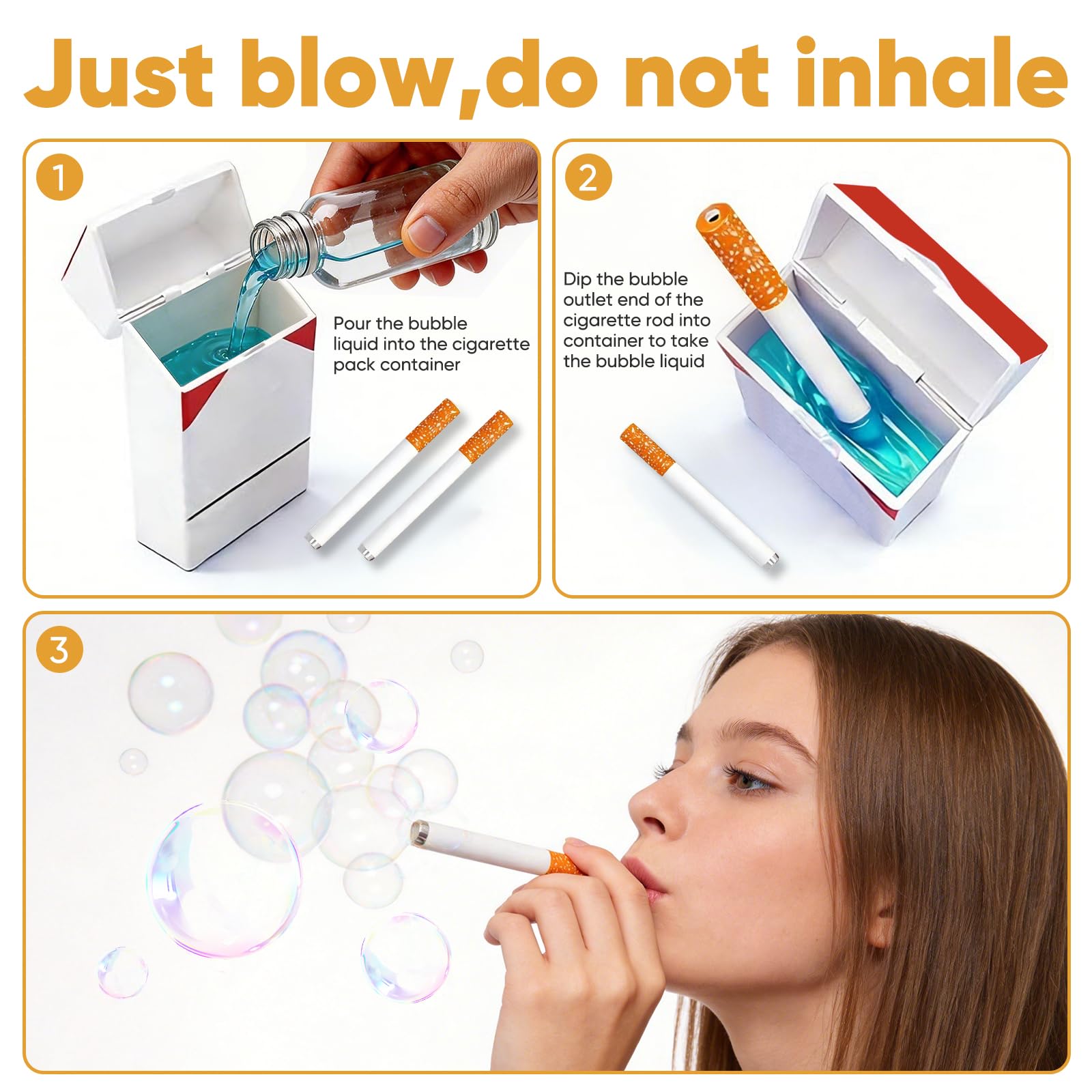 Bubble Cigarette Blower 2 Kit,Bubble Cigarette Stress Relief Toy Mini Bubble Blower Sticks Box Bubbles Toy Relaxation Birthday Christmas Party Gift for Men Women — view 7