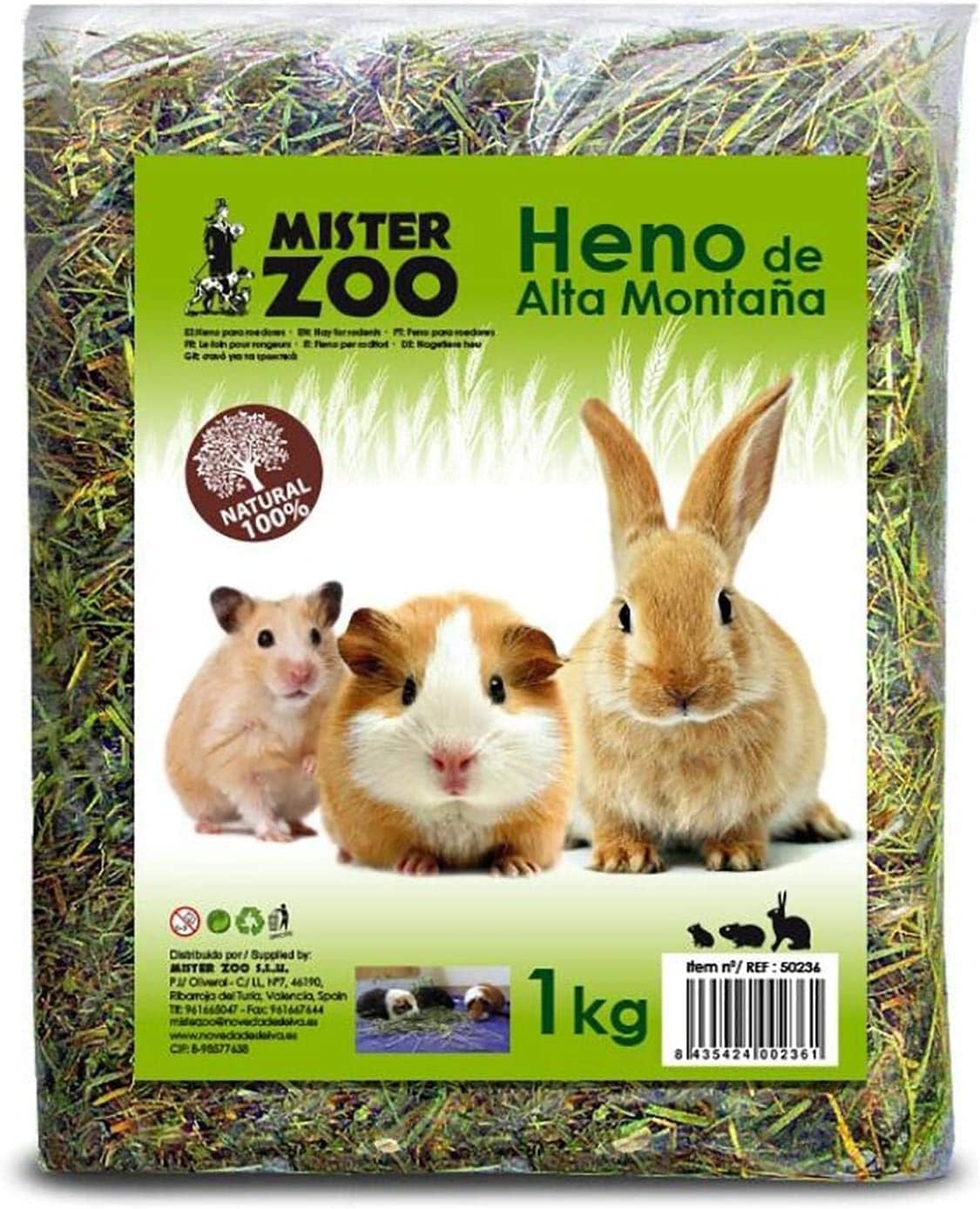Heno Natural De Alta Montaña con Hierbas para Hamster Y Mascotas Pequeñas (1 Unidad)