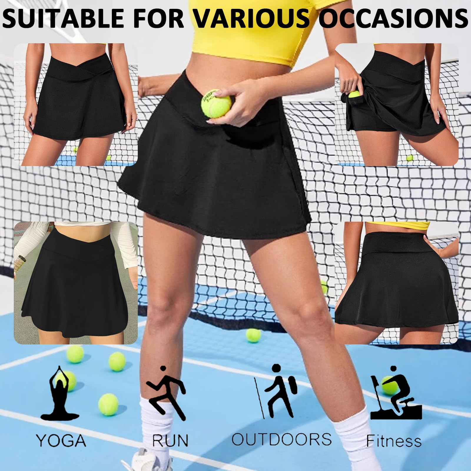 Falda Plisada Deportiva para Mujer, Skorts de Golf con Bolsillo, Minifalda para Correr y Gimnasio