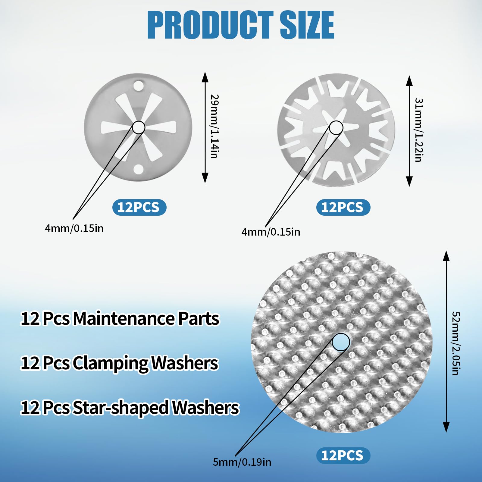 36 Stück Hitzeschutzplatte Reparatursatz für Auto, 30mm Klemmscheiben Hitzeschutzblech, 52mm Reparaturbleche, Hitzeschutzblech Auspuff Reparatursatz Kompatibel mit N90335004 (12 Sets) - 3