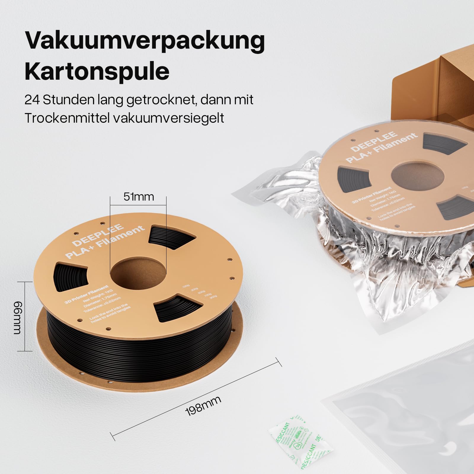 DEEPLEE Filament PLA+ 1,75 mm Czarny, Biały, Czerwony, Ciemny Niebieski 4kg | Pakiet filament PLA Plus do drukarek 3D FDM, wysoka dokładność wymiarowa +/- 0,02 mm, zestaw PLA